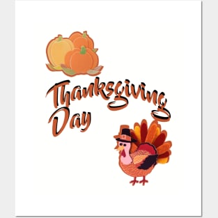 ThanksGiving Day Pumpkin Turkey Posters and Art